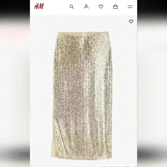 H&M Holiday Dazzling Gold Sequined Skirt - size XS BNWOT - Picture 1 of 5